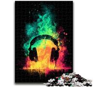 Puzzles 1000 Pieces for Teenagers Neon Headphones Adult Jigsaw,Educational Games Wall Decoration Unique Birthday And Xmas Gifts (75x50cm)