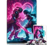 Puzzles 1000 Pieces for Teenagers Neon Warriors,family Fun Games Fun at Home Activities,Birthday Present,Travel Gifts (38x26cm)