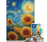 Puzzles 1000 Pieces for Teenagers Night Sky Sunflower Teenager Jigsaw,learning Educational for Is Ideal As A Gift for The Whole Family 38x26cm