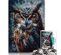Puzzles 1000 Pieces for Teenagers Oil Paint Owl Portrait Puzzles for Teenagers,is Ideal As Gifts for The Whole Family for Age 14 (size 38x26cm)