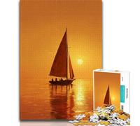 Puzzles 1000 Pieces for Teenagers Oil Painting of Boat at Sunset Teenager Puzzles,Challenging Game for Is Ideal As A Gift for The Whole Family (size 75x50cm)