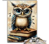 Puzzles 1000 Pieces for Teenagers Owl on Book, Analysis And Logic with Fully Interlocking Randomly Shaped Pieces for And Age 14 Years Up (Size 26x38cm)