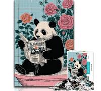 Puzzles 1000 Pieces for Teenagers Panda Reading A Newspaper,Challenging To Complete But Fun And Humorous Unique Birthday And Gifts (75x50cm)