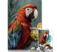 Puzzles 1000 Pieces for Teenagers Parrot Drinking A Drink,family Fun Games Fun at Home Activities,Birthday Present,Travel Gifts 38x52cm