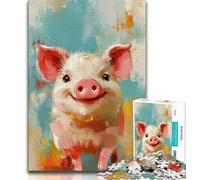 Puzzles 1000 Pieces for Teenagers Pig Baby Painting Adult Jigsaw,Brain Intelligence Challenge Addictive Toys for Home Decoration (size 75x50cm)