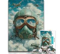 Puzzles 1000 Pieces for Teenagers Pilot Helmet Adult Jigsaw,Educational Games Wall Decoration Unique Birthday And Xmas Gifts 26x38cm