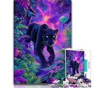 Puzzles 1000 Pieces for Teenagers Psychedelic Black Panther,Challenging Game And Family Play Educational Game for Birthday,Chrismas (38x26cm)
