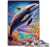 Puzzles 1000 Pieces for Teenagers Psychedelic Dolphin Adult Jigsaw,Educational Games Wall Decoration Unique Birthday And Xmas Gifts (26x38cm)