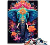 Puzzles 1000 Pieces for Teenagers Psychedelic Elephant Suitable for Ages 14 And Up Challenging Game Great Gift for Gaming 50x75cm
