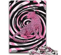 Puzzles 1000 Pieces for Teenagers Psychedelic Pink Leopard Teenager Jigsaw,learning Educational for Is Ideal As A Gift for The Whole Family (38x26cm)