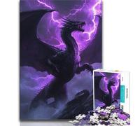 Puzzles 1000 Pieces for Teenagers Purple Flying Dragon Teenager Puzzles,Challenging Game for Is Ideal As A Gift for The Whole Family (size 38x26cm)