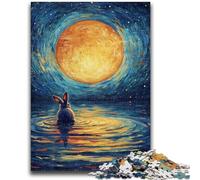 Puzzles 1000 Pieces for Teenagers Rabbit Under The Moon Relax Games Educational Game for Birthday, Chrismas for And Age 14 Years Up 50x75cm
