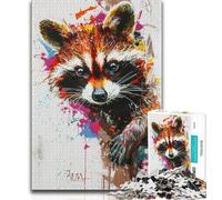 Puzzles 1000 Pieces for Teenagers Raccoon Puzzles for Adults,Educational Family Game Suitable for Desktop Decoration 38x26cm