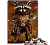 Puzzles 1000 Pieces for Teenagers Raccoon Warrior Puzzles for Teenagers,Learning Educational Toys Family Games Unique Birthday And Gifts (26x38cm)