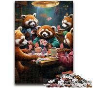 Puzzles 1000 Pieces for Teenagers Red Panda Playing Poker 1000 Piece Jigsaw,Educational Stress Relief Toy Gifts for Friends And Family (50x75cm)
