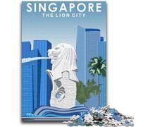 Puzzles 1000 Pieces for Teenagers Singapore Travel Poster 1000 Pieces for Teenagers,Learning Educational Toys Family Games Unique Birthday And Gifts (26x38cm)