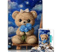 Puzzles 1000 Pieces for Teenagers Sleeping Teddy Bear,Family Game Stress Reliever Difficult Challenge Enhance Love between Couples 75x50cm
