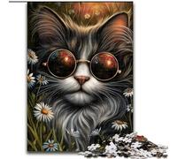 Puzzles 1000 Pieces for Teenagers Steampunk Cat, Challenging Game And Family Play with Fully Interlocking Randomly Shaped Pieces 26x38cm