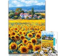 Puzzles 1000 Pieces for Teenagers Sunflower Field Teenager Puzzles,Quiz Game Wall Decoration Unique Birthday And Xmas Gifts 26x38cm