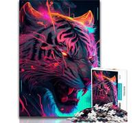 Puzzles 1000 Pieces for Teenagers Synthwave Tiger Adult Jigsaw,Brain Intelligence Challenge Addictive Toys for Home Decoration (size 75x50cm)