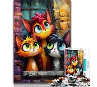 Puzzles 1000 Pieces for Teenagers Three Cats 1000 Piece Jigsaw,Educational Stress Relief Toy Gifts for Friends And Family 38x26cm