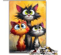 Puzzles 1000 Pieces for Teenagers Three Cats, Family Game Stress Reliever Difficult Challenge A Work of Art for Ages 14+ (Size 50x75cm)
