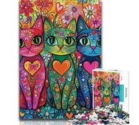 Puzzles 1000 Pieces for Teenagers Three Cute Adorable Cats Teenager Jigsaw,learning Educational for Is Ideal As A Gift for The Whole Family 38x26cm