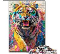 Puzzles 1000 Pieces for Teenagers Tiger Oil Painting, Game Toys Every Piece Is Unique - Challenging Family Fun Game for for Age 14 (Size 50x75cm)