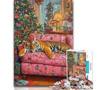 Puzzles 1000 Pieces for Teenagers Tiger on The Sofa,Challenging Game And Family Play Educational Game for Birthday,Chrismas (75x50cm)