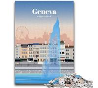 Puzzles 1000 Pieces for Teenagers Travel to Geneva 1000 Pieces for Teenagers,Learning Educational Toys Family Games Unique Birthday And Gifts (50x75cm)