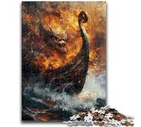 Puzzles 1000 Pieces for Teenagers Viking Drakkar Boat Teenager Puzzles,Quiz Game Wall Decoration Unique Birthday And Xmas Gifts (50x75cm)