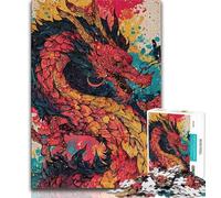 Puzzles 1000 Pieces for Teenagers Watercolor Dragon Teenager Jigsaw,learning Educational for Is Ideal As A Gift for The Whole Family 38x26cm