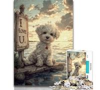 Puzzles 1000 Pieces for Teenagers White Furry Dog,Challenging To Complete But Fun And Humorous Unique Birthday And Gifts (38x26cm)