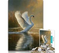 Puzzles 1000 Pieces for Teenagers White Swan Oil Painting,Challenging To Complete But Fun And Humorous Unique Birthday And Gifts (75x50cm)