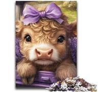 Puzzles 1000 Pieces for Teenagers Yak in Lavender 1000 Pieces for Teenagers,Stress Reliever Difficult Challenge Secret Santa Gifts (26x38cm)