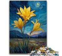 Puzzles 1000 Pieces for Teenagers Yellow Lilies in The Night Sky for And from 14 Years And over Hands-on Game Christmas Game Gifts 50x75cm
