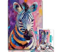 Puzzles 1000 Pieces for Teenagers Zebra Oil Painting Teenager Puzzles,Challenging Game for Is Ideal As A Gift for The Whole Family (size 38x26cm)