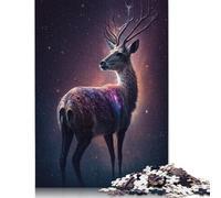 Puzzles 1000 Pieces Galaxy Animal Deer Jigsaw Puzzle Decompression Toy Wooden Jigsaws Adult Birthday Gifts 1000pcs (75x50cm)