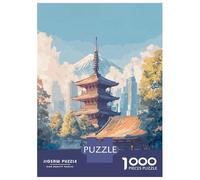 Puzzles 1000 Pièces Japanese Temple with Mount Fuji Backdrop Puzzle Adulte, Jeu De Réflexion, Analyse Et Logique, Cadeaux De Noël Et D'anniversaire 52x38cm/1000pcs