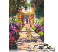Puzzles 1000 Pieces Jigsaws Dog Monet Garden Flower Jigsaw Puzzles for Adults Paper Creative Puzzles Jigsaw Puzzles for Teenagers Gifts 38x26cm/1000pcs