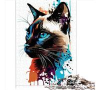 Puzzles 1000 Pieces Jigsaws Siamese Cat Pop Art Animal Jigsaw Puzzles for Adults wooden Creative puzzles Jigsaw Puzzles for Gifts300pcs (40x28cm)