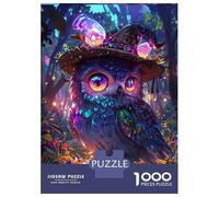 Puzzles 1000 Pièces Magical Owl with Hat Halloween Puzzle Adulte, Jeu De Réflexion, Analyse Et Logique, Cadeaux De Noël Et D'anniversaire 52x38cm/1000pcs