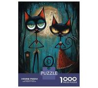 Puzzles 1000 Pièces Midnight Whiskers Steampunk Cat Duo Puzzle Adulte, Jeu De Réflexion, Analyse Et Logique, Cadeaux De Noël Et D'anniversaire 52x38cm/1000pcs