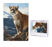 Puzzles 1000 Pieces Personalized Jigsaw Photo Puzzle With Storage Bag Panther Mountain Lion Puzzles Challenging Picture Puzzle For Adults Home Decor (50 X 75 Cm)