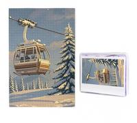 Puzzles 1000 Pieces Personalized Jigsaw Photo Puzzle With Storage Bag Ski Lift With Fir Tree Puzzles Challenging Picture Puzzle For Adults Home Decor (50 X 75 Cm)