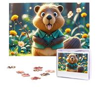 Puzzles 1000 Pieces Personalized Jigsaw Puzzles Cartoon animated beaver Puzzle Challenging Picture with storage bag Photo Puzzle for Adults Wedding (75 X 50 CM)