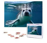 Puzzles 1000 Pieces Personalized Jigsaw Puzzles Harp Seal Wallpaper Puzzle Challenging Picture with storage bag Photo Puzzle for Adults Wedding (75 X 50 CM)