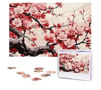 Puzzles 1000 Pieces Personalized Jigsaw Puzzles Japanese Floral Cherry Blossom Puzzle Challenging Picture with storage bag Photo Puzzle for Adults Wedding (75 X 50 CM)