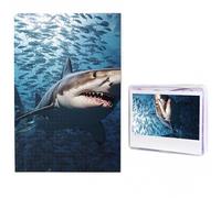 Puzzles 1000 Pieces Personalized Wooden Puzzle A shark swims in the sea Jigsaw Puzzles for Adults Photos Picture Puzzle for Family Wedding Christmas Anniversay Birthday Gifts