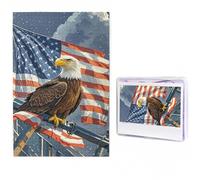 Puzzles 1000 Pieces Personalized Wooden Puzzle America Flag and Eagle Jigsaw Puzzles for Adults Photos Picture Puzzle for Family Wedding Christmas Anniversay Birthday Gifts